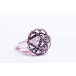 Inel Argint Pietre Negre